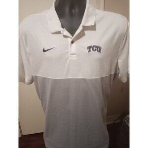 NIKE Dri-Fit TCU Horn Frogs S/S Performance Polo Shirt Men's Size XL White
